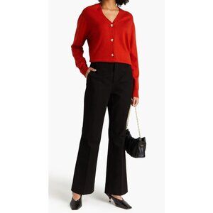 Vince Stretch-Cotton Bootcut Trouser Pants Black-sz 8